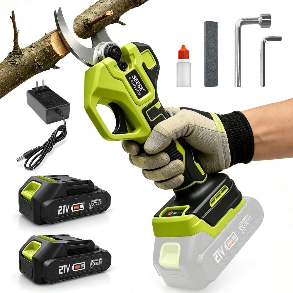 SEESE Electric Pruning Shears for Gardening 1.25 Inch Cordless 32mm Max Cutting